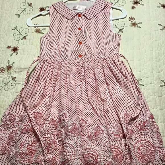 Biscotti Collezioni Other - Size 8 Biscotti Collezioni Red Polka Dot 3-D Fabric Rosettes on Skirt Dress